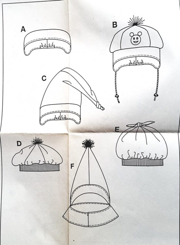Burda 3956 - patrons de chapeaux pour bébé