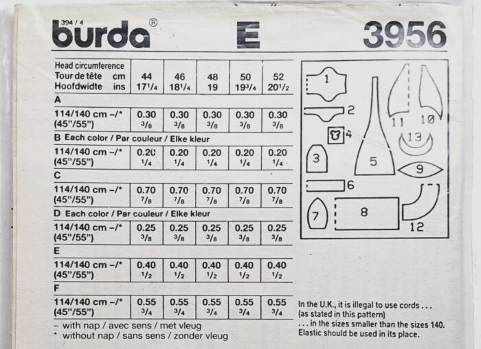 Burda 3956 - patrons de chapeaux pour bébé