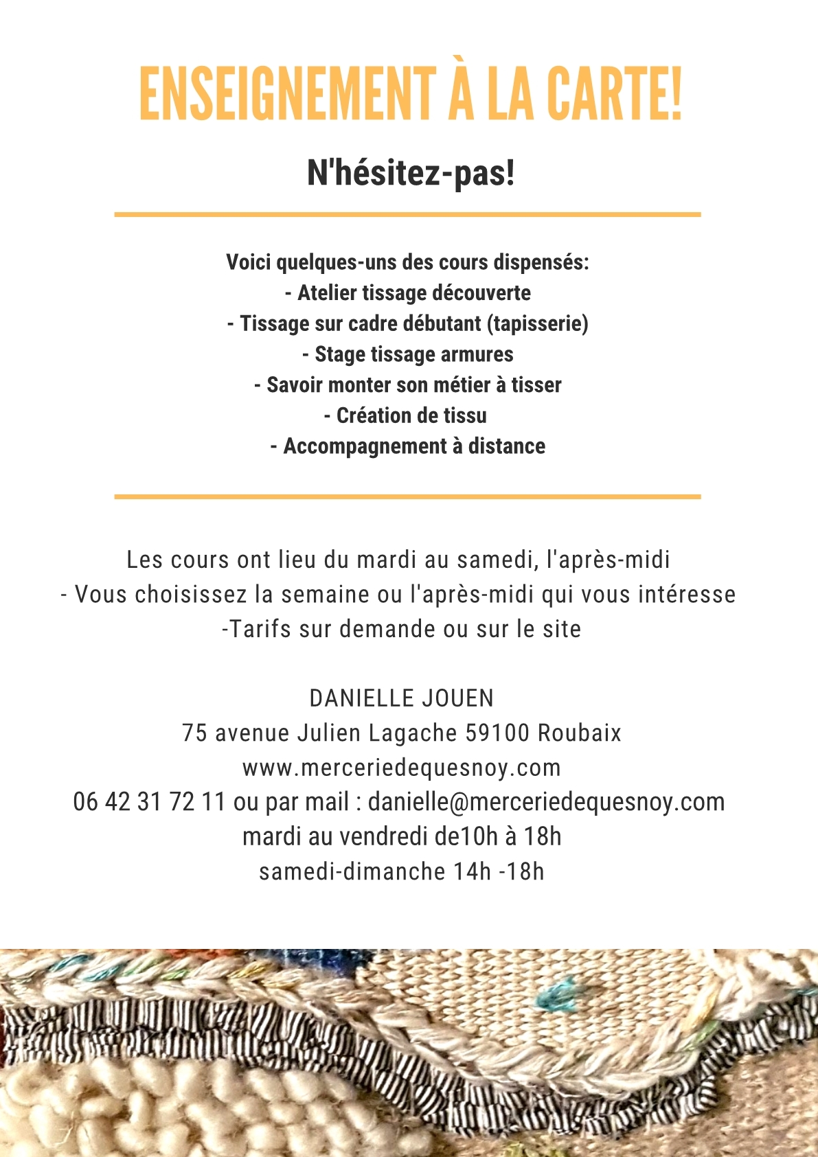 Tissage, Mercerie, Cours et conseils82